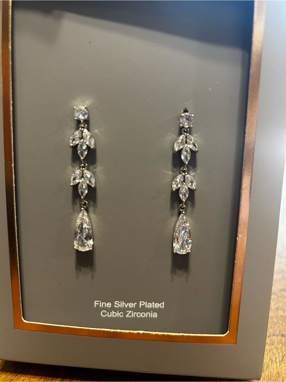 Silver-Plated Clear Cubic Zirconia Drop Earrings